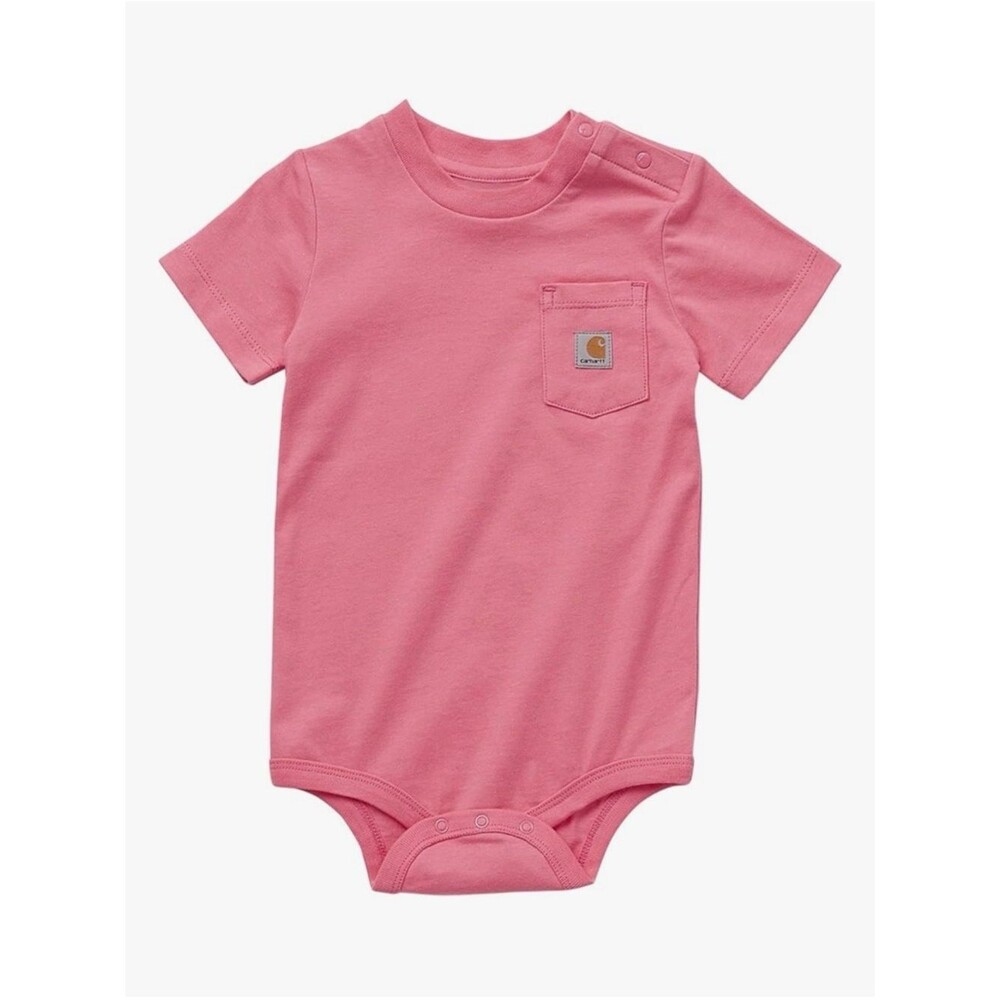 Carhartt Unisex Baby Short-Sleeve Bodysuit Onesie Pink Lemonade - Size 3 Mo